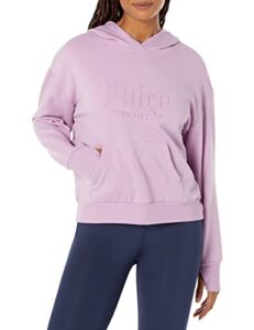juicy couture women's iconic logo hoodie, lavender mist, large
