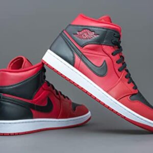 Nike Jordan Mens Jordan 1 Mid 554724 660 Reverse Bred, Gym Red/Black/White, Size 10.5