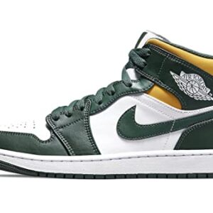 Nike Men's Air Jordan 1 Mid Sneaker, Noble Green/Pollen-white, 13