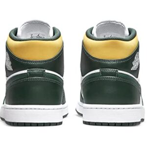 Nike Men's Air Jordan 1 Mid Sneaker, Noble Green/Pollen-white, 13