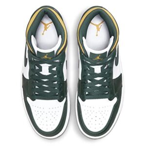 Nike Men's Air Jordan 1 Mid Sneaker, Noble Green/Pollen-white, 13