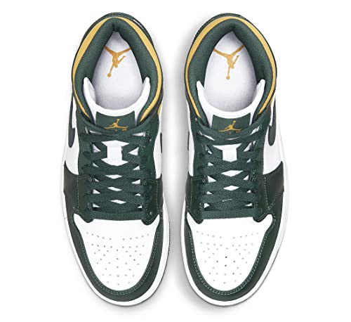 Nike Men's Air Jordan 1 Mid Sneaker, Noble Green/Pollen-white, 13