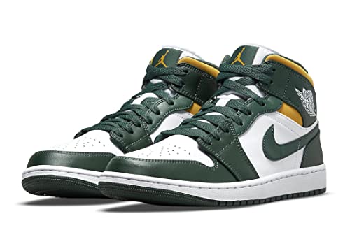 Nike Men's Air Jordan 1 Mid Sneaker, Noble Green/Pollen-white, 13