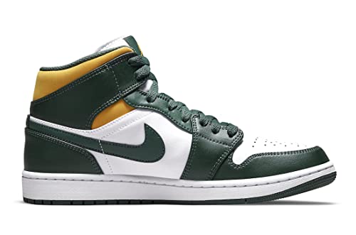 Nike Men's Air Jordan 1 Mid Sneaker, Noble Green/Pollen-white, 13