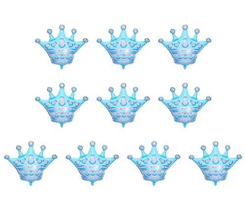 10 Pcs Jumbo Foil Crown Balloons Large 30 Inches Foil Helium Crown Balloons for Birthday Wedding Party Decorations (Blue)