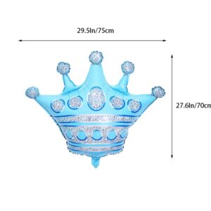 10 Pcs Jumbo Foil Crown Balloons Large 30 Inches Foil Helium Crown Balloons for Birthday Wedding Party Decorations (Blue)