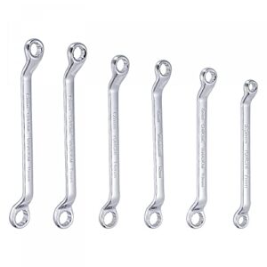 uxcell 45-degree offset box end wrench set, 5.5-16mm metric cr-v steel with rolling pouch, 6-piece