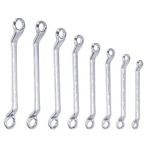 uxcell 45-degree offset box end wrench set, 5.5-24mm metric cr-v steel with rolling pouch, 8-piece