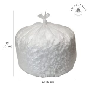 Top Knot Bags 33 Gallon Garbage Trash Bag 33X40" Clear 150 Count Can Liner Bulk 30 Gallon 31 Gallon 32 Gallon 34 Gallon 35 Gallon Made in USA