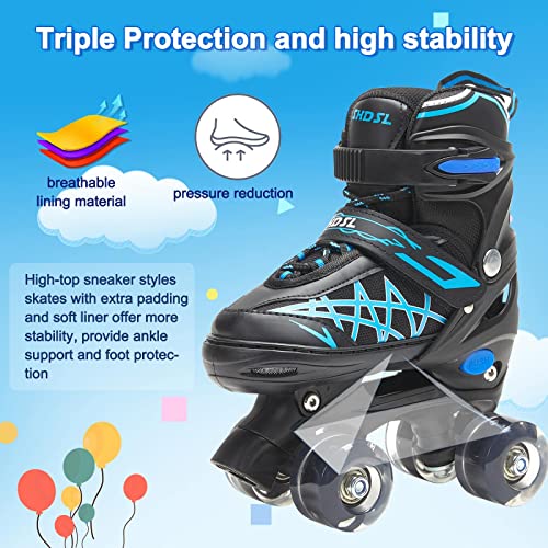 SHDSL Roller Skates for Boys Kids Child Toddler Beginners, Adjustable 4 Sizes Roller Skates for Adult and Youth with All Light Up Wheels, Patines para niñas for Outdoor Indoor Sports