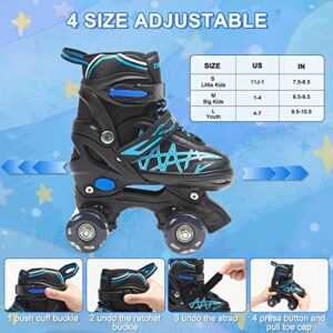 SHDSL Roller Skates for Boys Kids Child Toddler Beginners, Adjustable 4 Sizes Roller Skates for Adult and Youth with All Light Up Wheels, Patines para niñas for Outdoor Indoor Sports