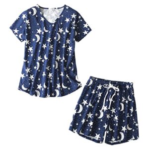 PNAEONG Women Cotton Sleepwear Short Sets Tank&Short Pajamas Sets XTSY208-S Deep Night-XL