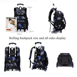 Mfikaryi Large Capacity Kids Rolling Backpack Wheeled Elementary School Bag Primary Students Trolley Bookbag for Boys