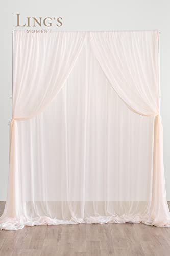 Ling's moment 2 Layer Wedding Backdrop Curtains Wrinkle-Free 10ft x 10ft Chiffon Fabric Drapes for Bridal Shower Baby Shower Wedding Arch Party Stage Decoration - Blush