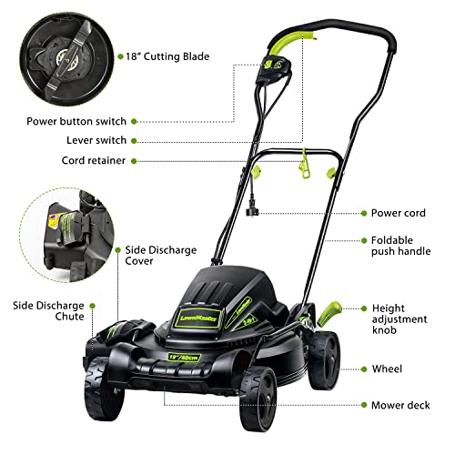 LawnMaster ME1018X 2-in-1 Electric Mower 10 Amp 18-Inch