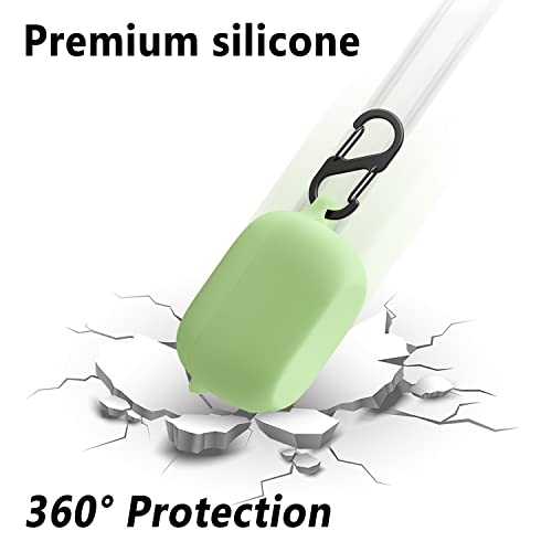 Geiomoo Silicone Case Compatible with JBL Vibe 100 TWS, Protective Cover with Carabiner (Luminous Green)