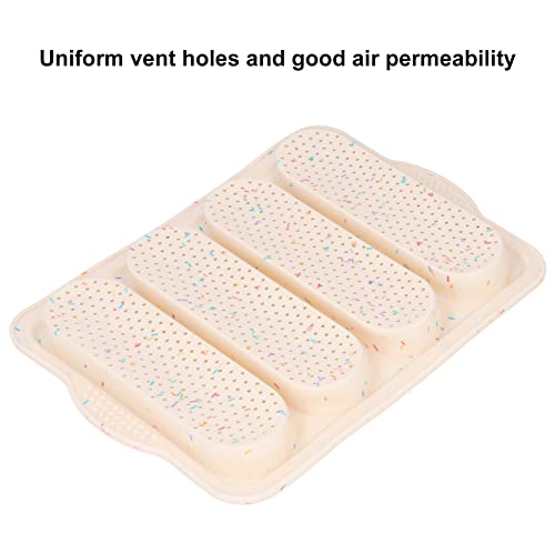 Silicone Baguette Mold 4 Grooves Nonstick French Bread Mold with 2 Handles Smooth Surface Bread Baking Roll Pan Kitchen Tool for Toast Loaf Sandwich(Beige)
