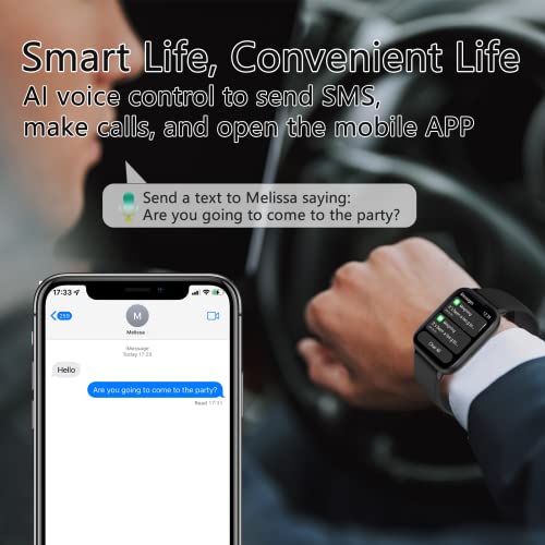 Smart Watch (Answer/Make Call),1.9" Smartwatch Fitness Tracker for Android and iOS Phones with Heart Rate Sleep Tracking, Multi Sport Modes, Blood Oxygen,Ai Voice Control,Fitness Watch for Women Men