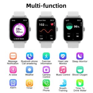 Smart Watch with Phone Function, Make/Answer Call AI Voice Control, Smartwatch with 28 Sport Modes Pedometer Blood Oxygen Heart Rate Sleep Monitor, Fitness watch for Android and IOS Phones Men Women