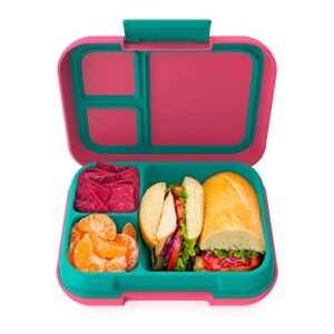 bentgo® pop - bento-style lunch box for kids 8+ and teens - holds 5 cups of food with removable divider for 3-4 compartments - leak-proof, microwave/dishwasher safe, bpa-free (bright coral/teal)
