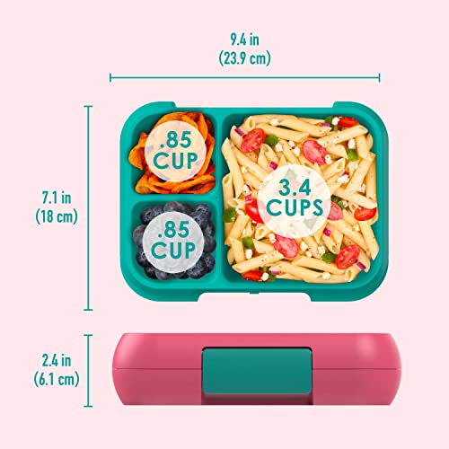 Bentgo® Pop - Bento-Style Lunch Box for Kids 8+ and Teens - Holds 5 Cups of Food with Removable Divider for 3-4 Compartments - Leak-Proof, Microwave/Dishwasher Safe, BPA-Free (Bright Coral/Teal)