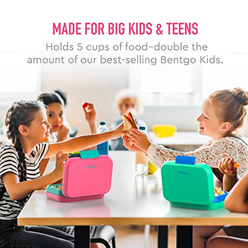 Bentgo® Pop - Bento-Style Lunch Box for Kids 8+ and Teens - Holds 5 Cups of Food with Removable Divider for 3-4 Compartments - Leak-Proof, Microwave/Dishwasher Safe, BPA-Free (Bright Coral/Teal)