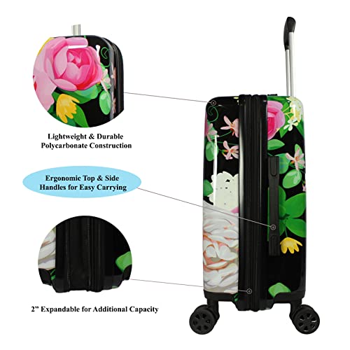 World Traveler Seasons Hardside 2-Piece Carry-On Spinner Luggage Set, Peonies, One_Size