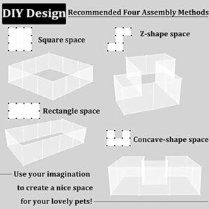 PINVNBY Pet Playpen 19.7 x 27.6 in Portable Small Animals Play Pen, Pet Fence Yard Fence DIY Transparent Plastic Enclosure for Guinea Pigs, Bunny, Hedgehogs, Kitten, Puppies (12 Panels)