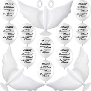 jishi dove memorial balloons to release in sky, biodegradable funeral balloons memorial decorations for celebration of life party happy birthday in heaven, 30 memorial balloons & 3 white dove balloons