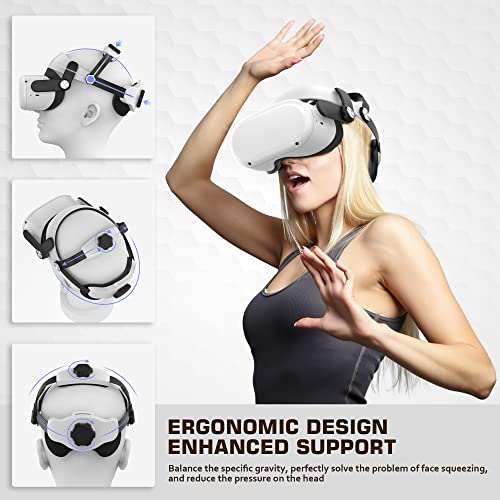 Head Strap for Meta/Oculus Quest 2 Accessories, Adjustable Replacement for Quest 2 Elite Straps, Enhanced Support & Gaming Immersion & Balance Weight Design in VR for Adults & Kids, Gift for Father
