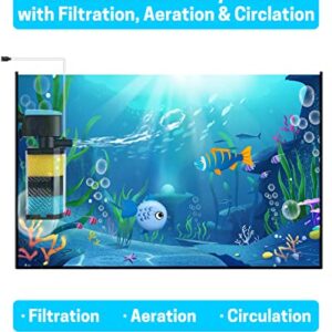 AquaMiracle Aquarium Filter 3-Stage in-Tank Filter Internal Fish Tank Filter Turtle Filter for 40-70 Gallon Fish Tanks with Dual Water Outlet & Aeration, Flow Adjustable