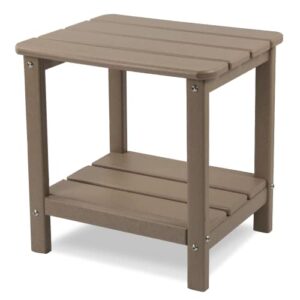 realife outdoor adirondack side table, rectangular end table for patio, garden, porch and indoor, taupe
