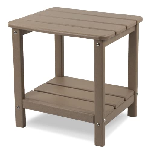 realife Outdoor Adirondack Side Table, Rectangular End Table for Patio, Garden, Porch and Indoor, Taupe