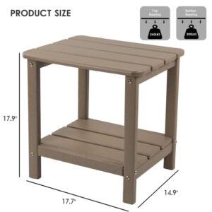 realife Outdoor Adirondack Side Table, Rectangular End Table for Patio, Garden, Porch and Indoor, Taupe