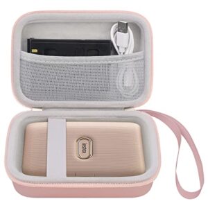 elonbo hard carry case for fujifilm instax mini link 2 / fujifilm instax mini link smartphone printer, instant photo printer travel protective case, extra mesh pocket fits film charger, rose gold