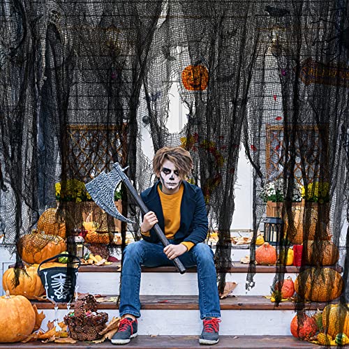 Watayo 500x39 Inch Large Size Halloween Creepy Cloth-Halloween Black Scary Spooky Cloth-Windows Doorways Cover Gauze for Halloween Party Haunted House Decor