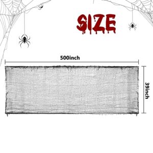 Watayo 500x39 Inch Large Size Halloween Creepy Cloth-Halloween Black Scary Spooky Cloth-Windows Doorways Cover Gauze for Halloween Party Haunted House Decor