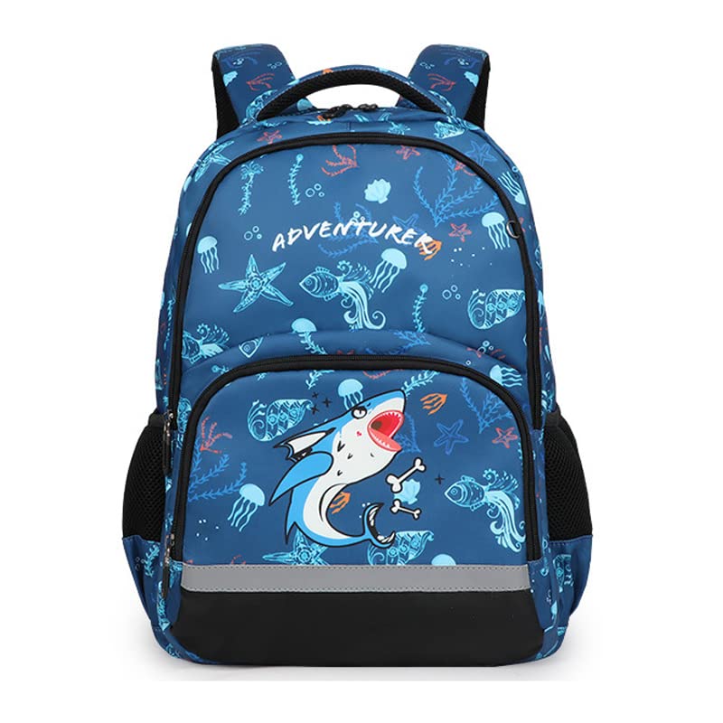 Mfikaryi Blue Shark Primary Backpack,School Bag for kids,Elementary BookBag for Boys