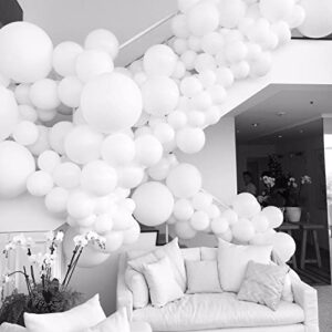 CUTEUP White Balloons Garland Kit - 120 Pcs 18/10/12/5 Inch White Balloon Difference Size White Qualatex Balloons As Party Decorations for Birthday Bachelorette Party Graduation Wedding Baby Shower