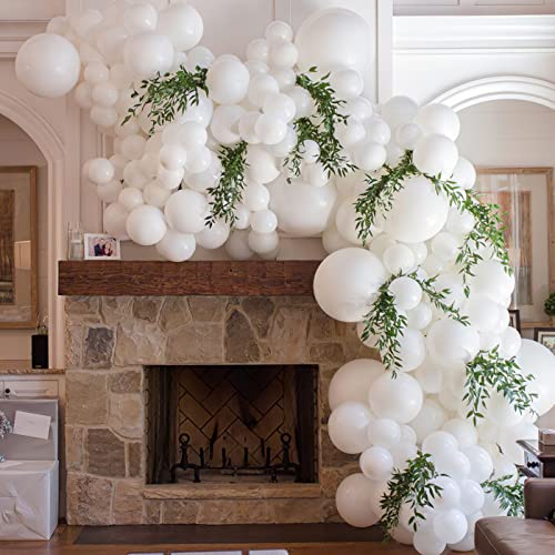 CUTEUP White Balloons Garland Kit - 120 Pcs 18/10/12/5 Inch White Balloon Difference Size White Qualatex Balloons As Party Decorations for Birthday Bachelorette Party Graduation Wedding Baby Shower