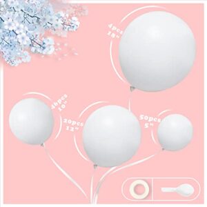 CUTEUP White Balloons Garland Kit - 120 Pcs 18/10/12/5 Inch White Balloon Difference Size White Qualatex Balloons As Party Decorations for Birthday Bachelorette Party Graduation Wedding Baby Shower