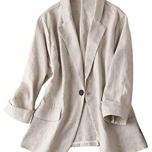 Linen Blazer Women Linen Jackets Casual Spring Summer Blazers Lightweight Clothes (Beige Blazer, M)