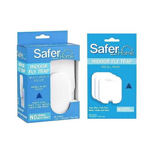 Safer Home SH502 Indoor Plug-in Fly Trap & Safer Home SH503 Fly Trap Refill Pack of Glue Cards for SH502 Indoor Fly Trap – 3 Pack