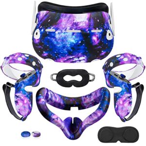 silicone cover accessories compatible with oculus quest 2丨headset silicone face cover丨shell cover丨touch controller grip cover丨protective lens cover丨disposable eye cover (starry purple)