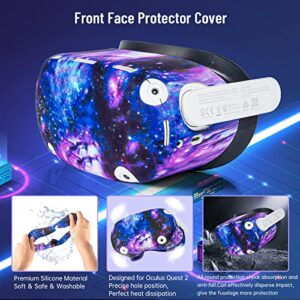 Silicone Cover Accessories Compatible with Oculus Quest 2丨Headset Silicone Face Cover丨Shell Cover丨Touch Controller Grip Cover丨Protective Lens Cover丨Disposable Eye Cover (Starry Purple)