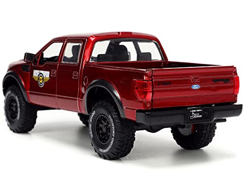 Jada Toys Just Trucks 1:24 2011 Ford SVT Raptor Die-cast Car Red with Tire Rack, Toys for Kids and Adults