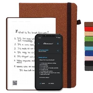 thesmartnotebook letter dotted luxury hard cover | 190 pages | 100g | eco-friendly smart note-taking | free app for digital note-taking and organization | brown