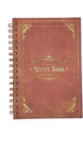 a5 (5.5” x 8.5”) recipe book to write in your own recipes, durable gloss laminated cover, gold spiral binder, gold leaf vintage leather look, 100 pages paper, family heirloom keepsake