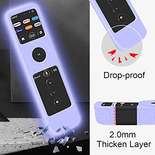 [2 Pack] Protective Case Cover for VIZIO XRT260 Smart TV Remote 2021,for Vizio Xrt260 V-Series 4K Voice Remote Battery Back Silicone Skin Protector Anti Slip Sleeve, Glowblue+Glowgreen+Glowpurple