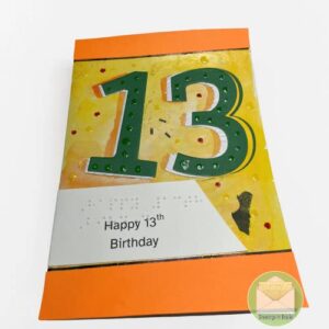 Greetingsinbraille All Blind Greeting Gift Cards for Birthday – Personalized & Custom Handmade Handcrafted Card for Blind People & Visually Impaired Gift (13th Birthday)